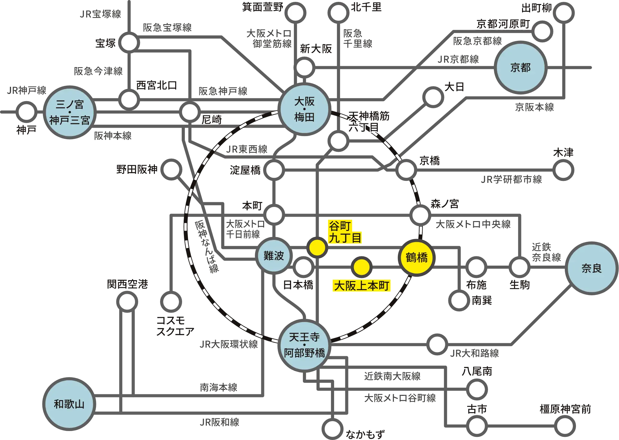 電車での最寄駅までの経路