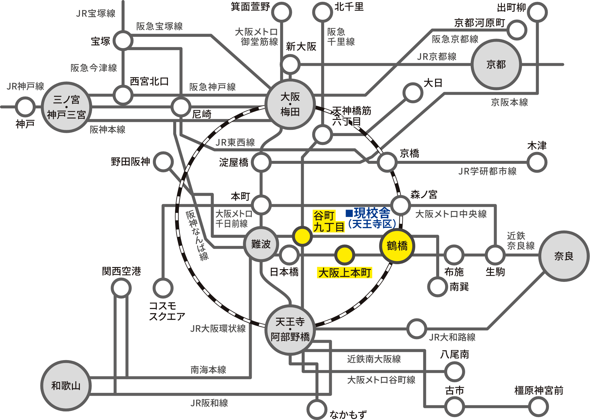 電車での最寄駅までの経路